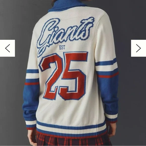 NWT The Wild Collective x Anthropologie NY Giants Cardigan